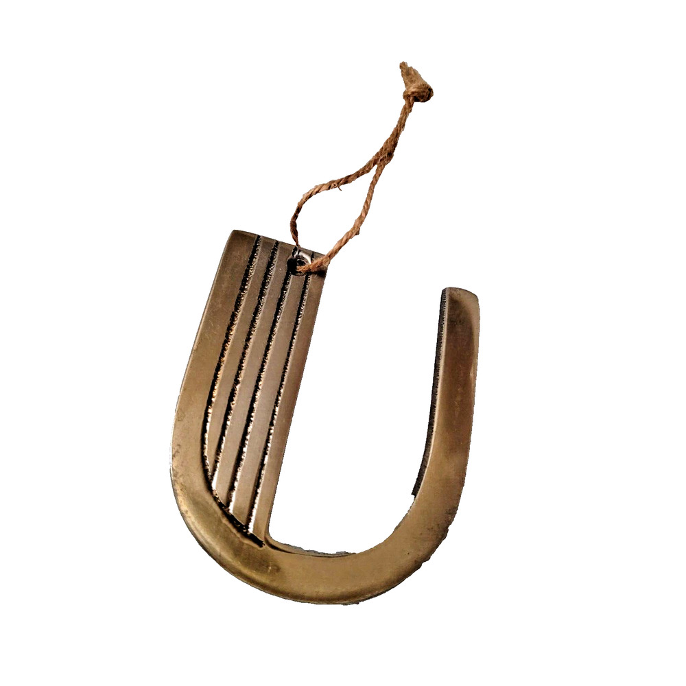 Gold Brass Mod Metal Monogram "U" Hollywood Regency Anthropologie Wall Letter